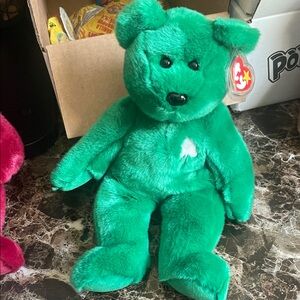 Ty Vibrant Green Plush Bear
